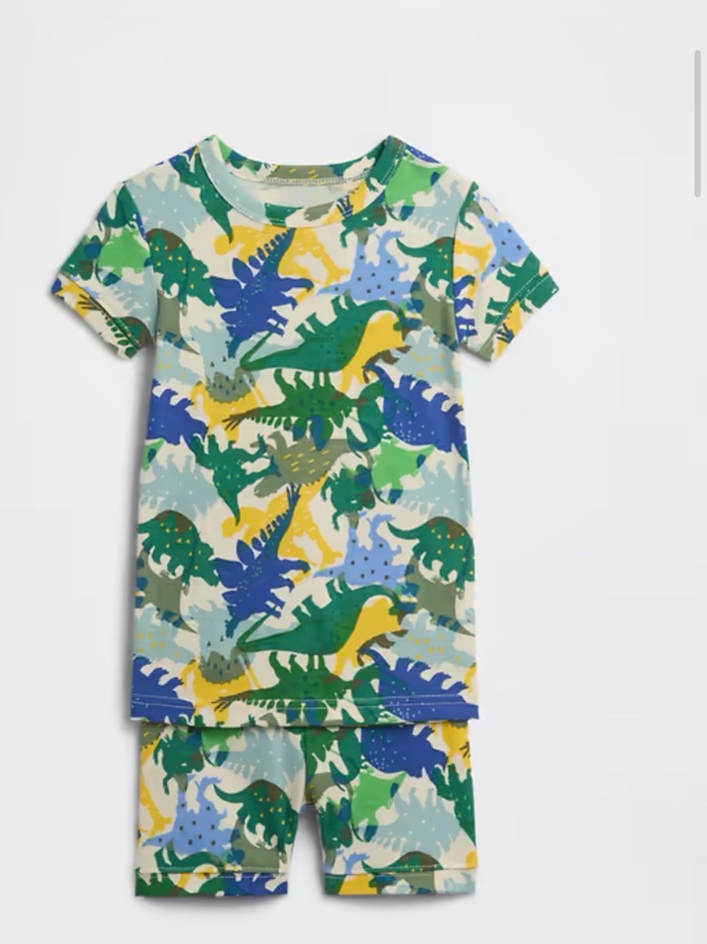 Baby Gap Blue & Green 100% Cotton Dinosaur 2 Piece Sleepwear Shorts Set, Size 6